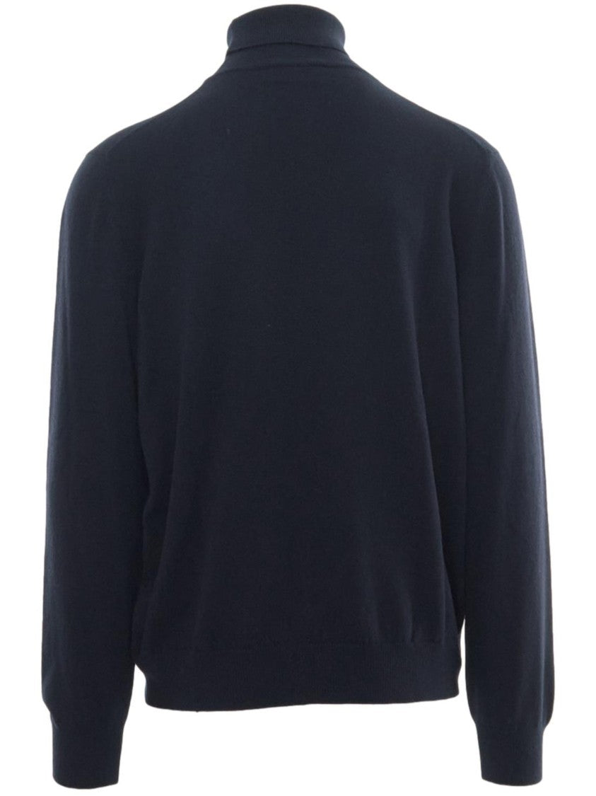 Gran Sasso Refined Black Turtleneck Sweater With Structured Collar