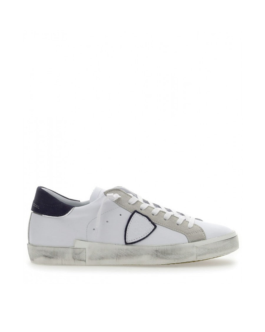 Philippe Model Blanc/Bleu Prsx Low Vintage Leather Low-Top Sneakers