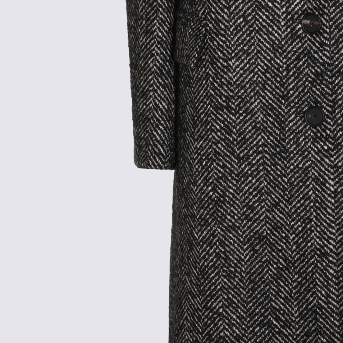 Tagliatore Herringbone Pattern Notched Lapel Tailored Long Coat