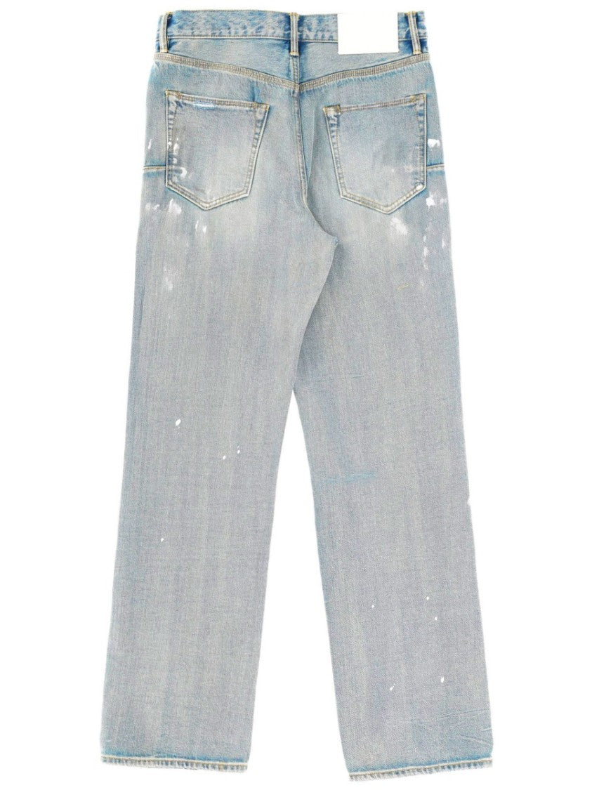 Purple Brand Relaxed Fit Light Blue Denim Jeans With Distressed Detailing