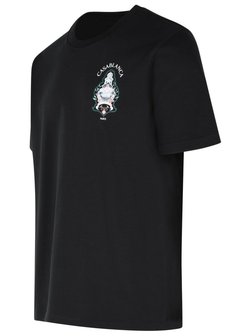 Casablanca 'Hotel Emblem' Black Cotton T-Shirt