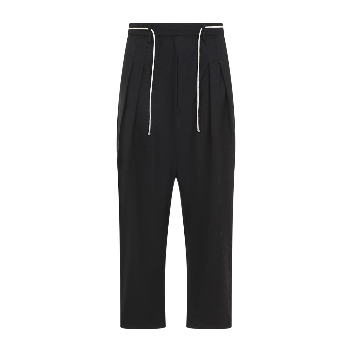 Mordecai Pleated Drawstring Structured Wool Trousers