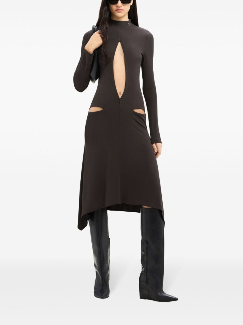 Courrèges Brown Stretch Jersey Dress