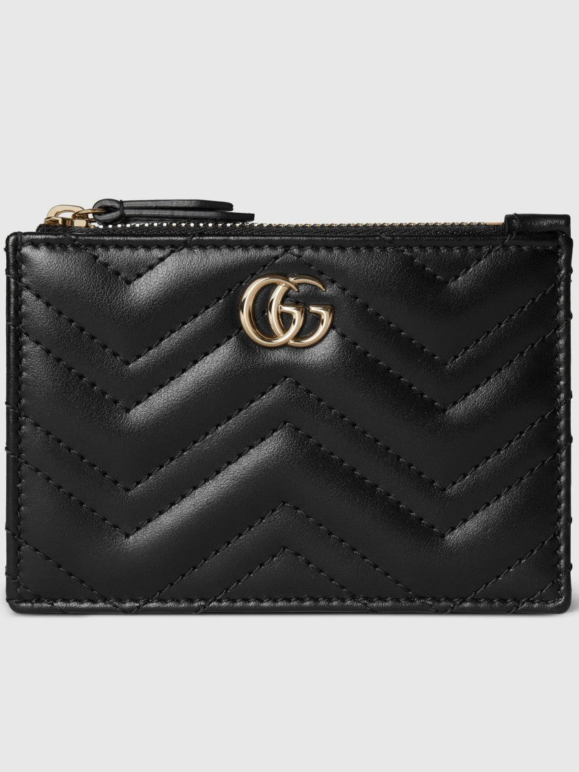 Gucci Black Chevron Quilted Leather Key Pouch