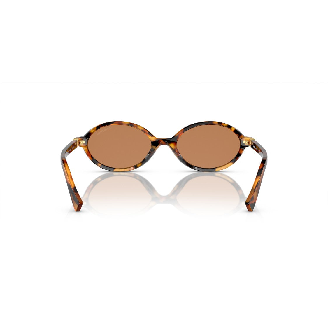 Miu Miu Tortoiseshell Acetate Oval Sunglasses With Gold Accents
