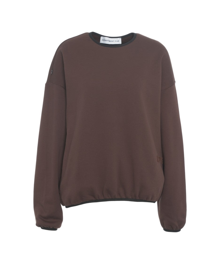 Department Five Brown Oversized Sweatshirt With Classic Round Neckline And Elastic Cuffs