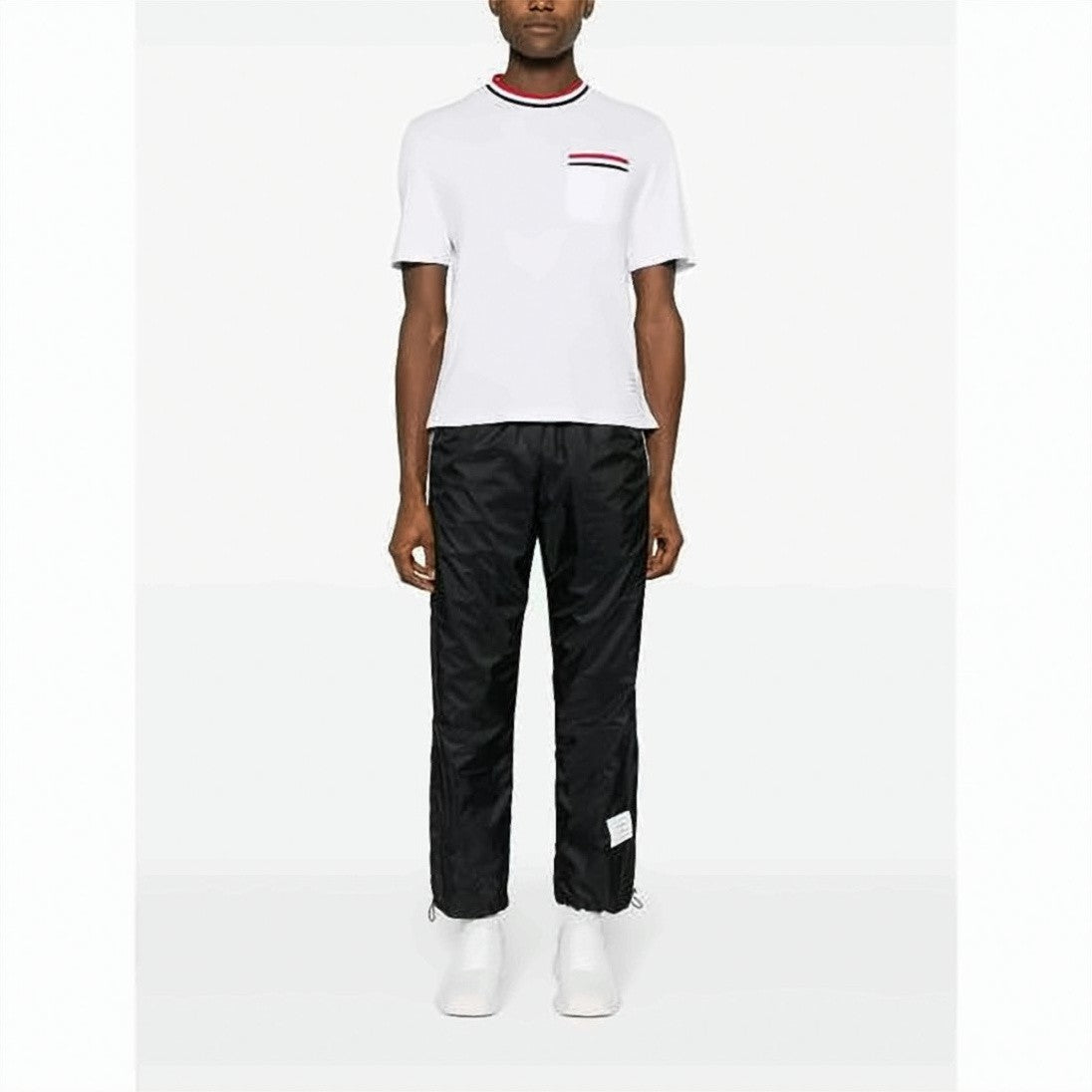 Thom Browne Pointelle Cotton T-Shirt With Striped Accents