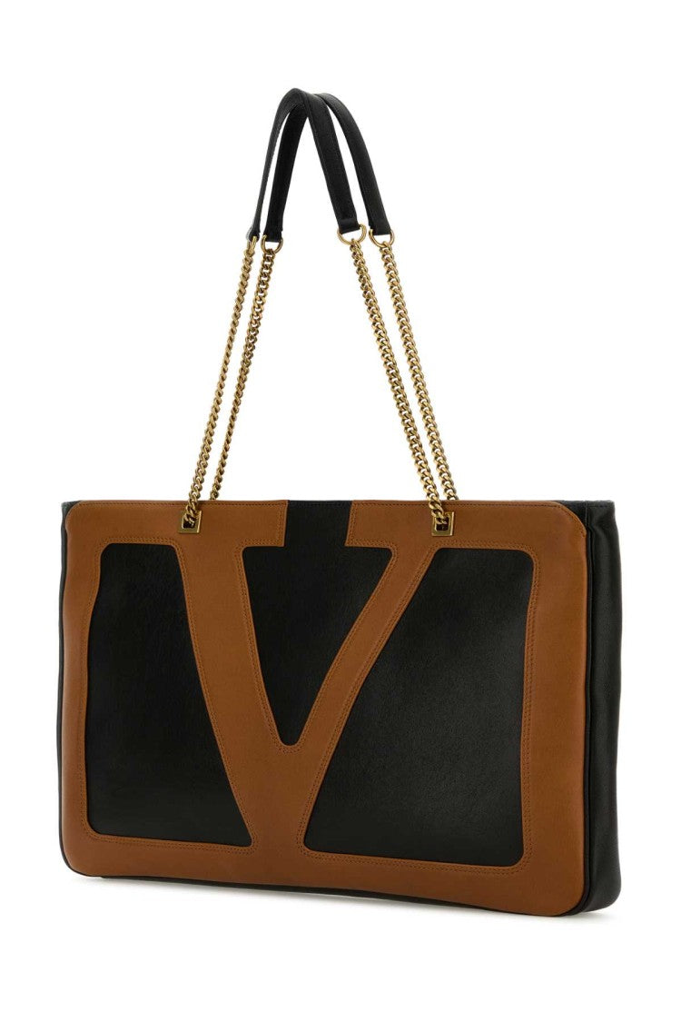 Valentino Garavani Black Nappa Leather Large Viva Superstar Shopping Bag
