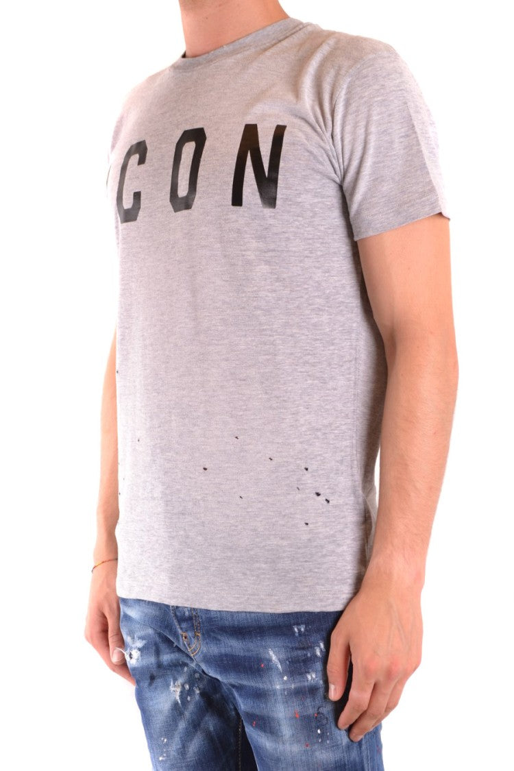 Dsquared2 Multicolor Distressed T-Shirt With Bold Icon Print