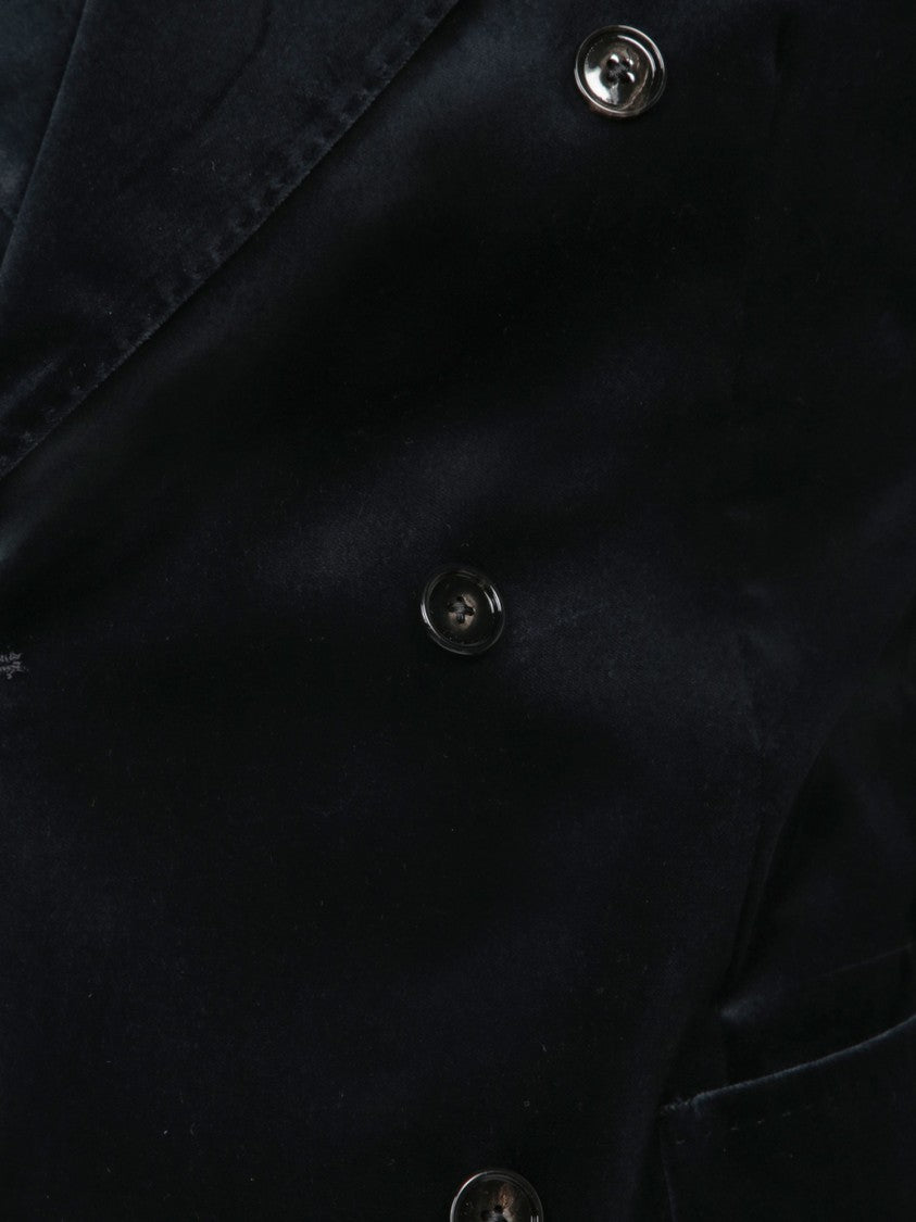 Tagliatore Blue Double-Breasted Velvet Blazer