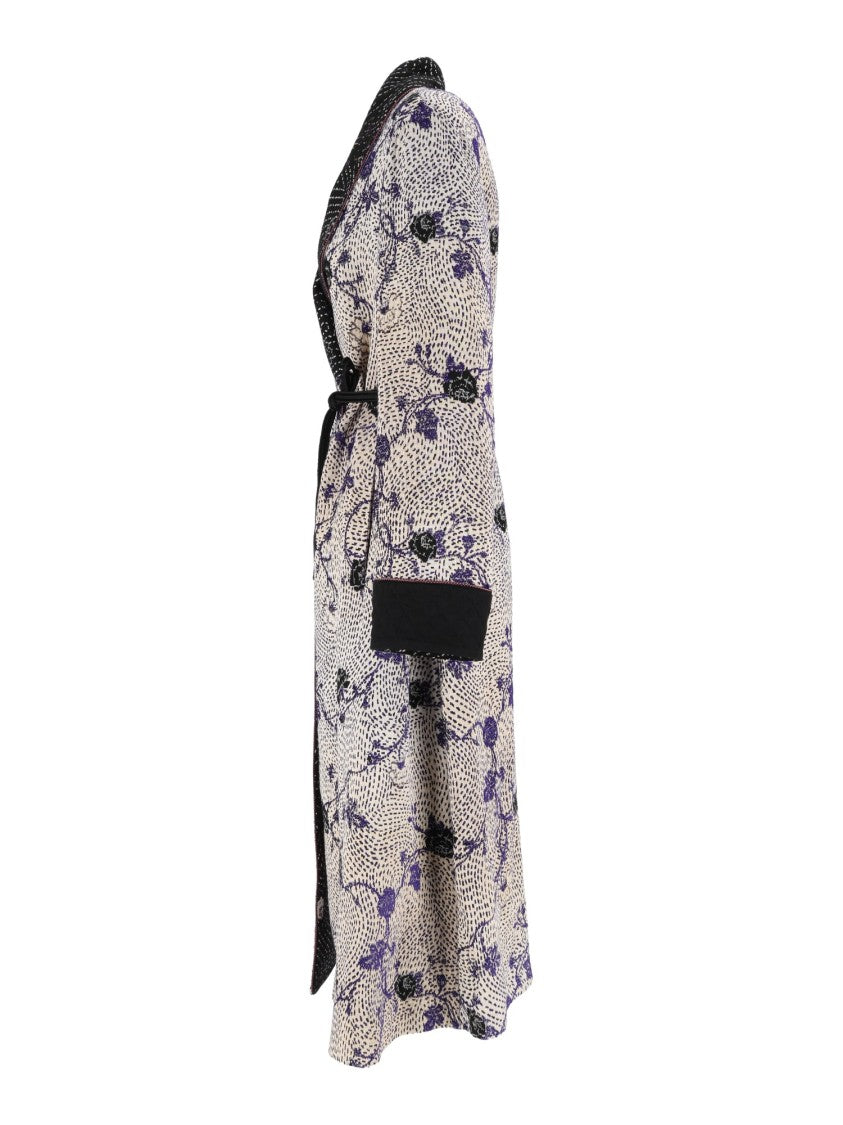Forte Forte Jacquard Robe De Chambre Coat With Cherry Blossom Motif