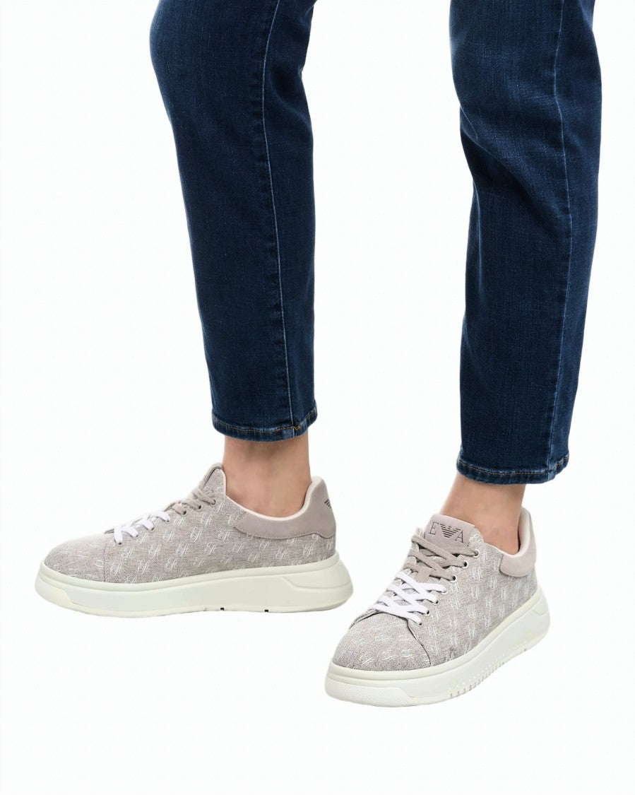 Emporio Armani Logo Print Canvas Sneakers