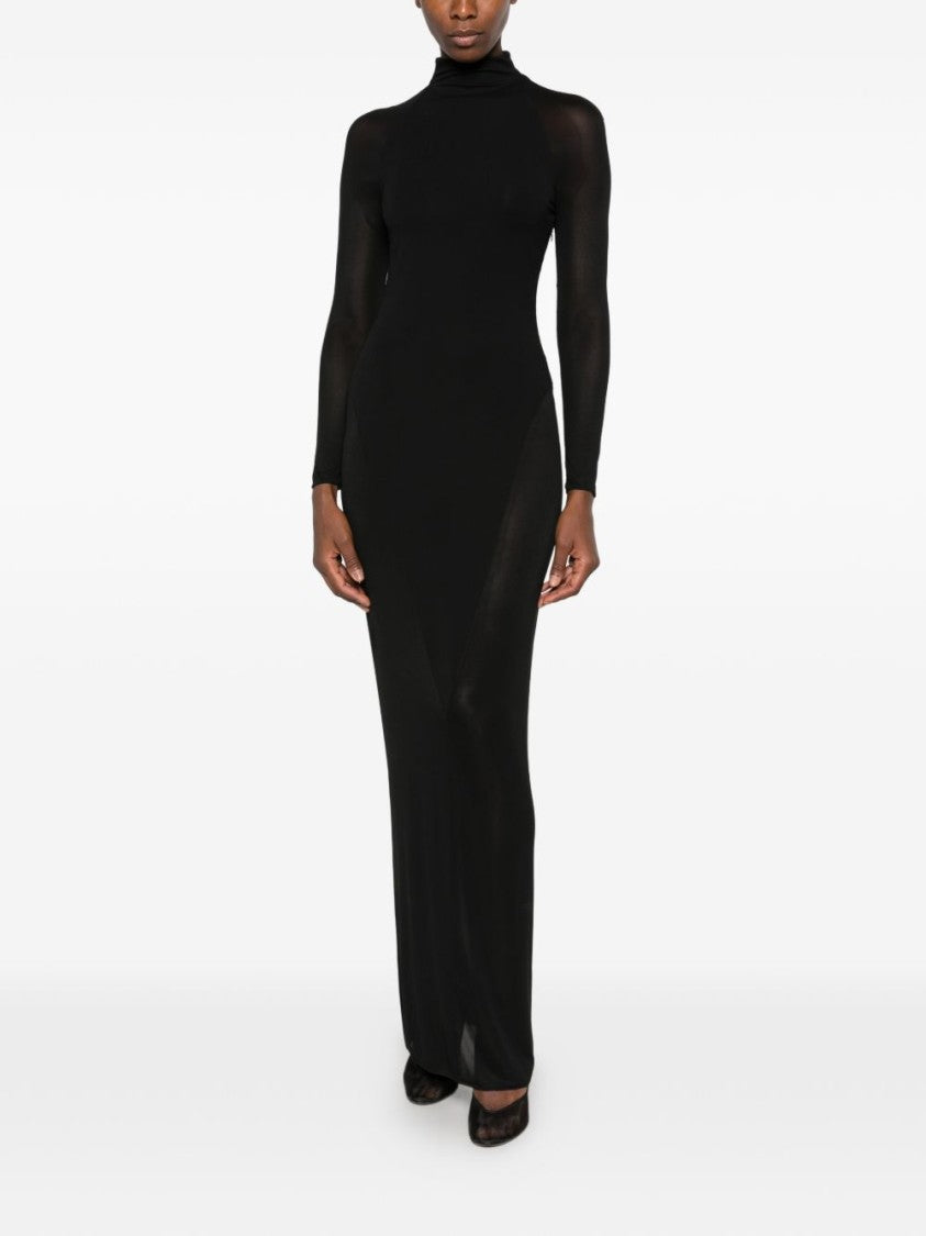 Alaïa Long Black Sheer Panel Maxi Dress