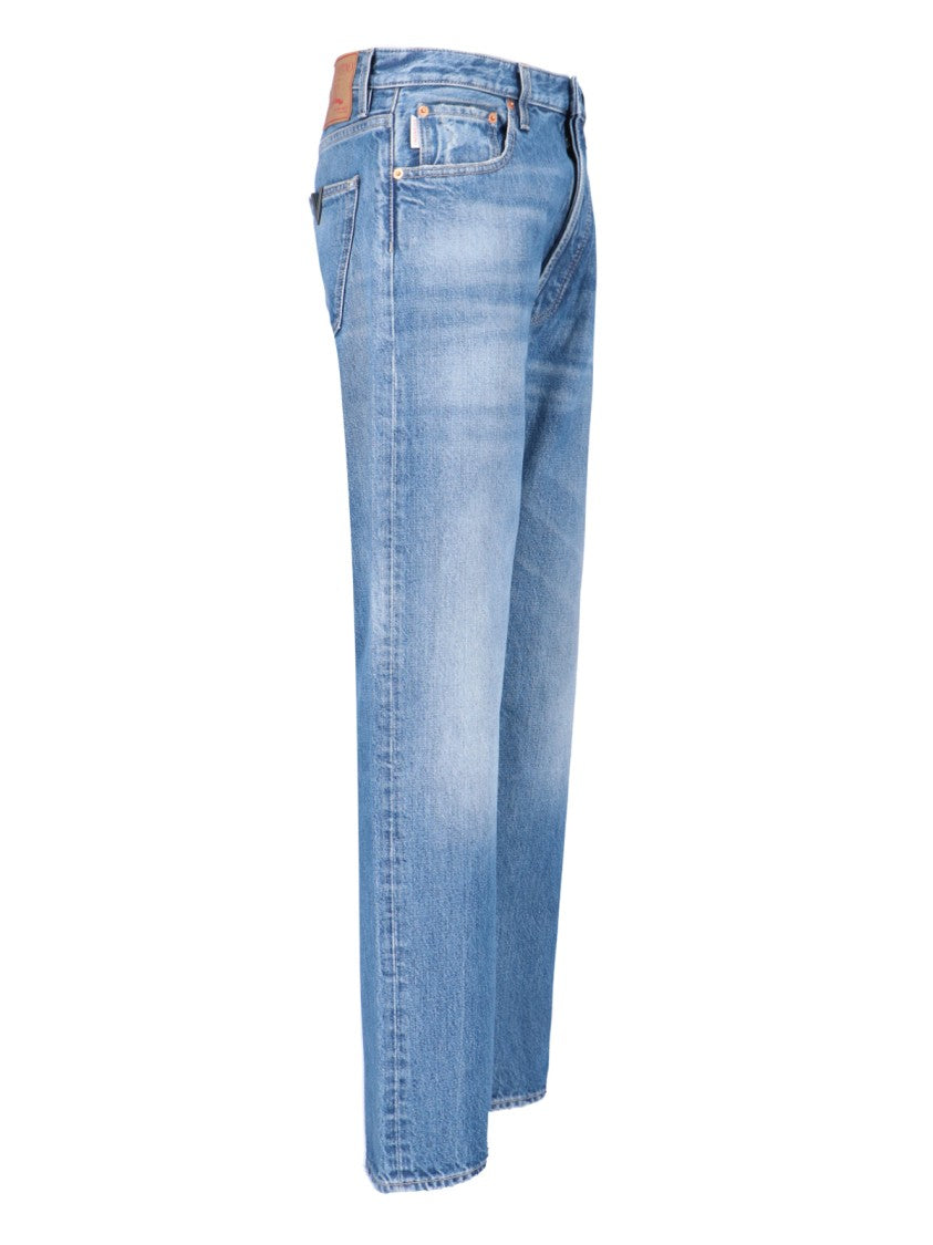 Valentino Blue Denim Straight-Leg Logo Jeans – Blue