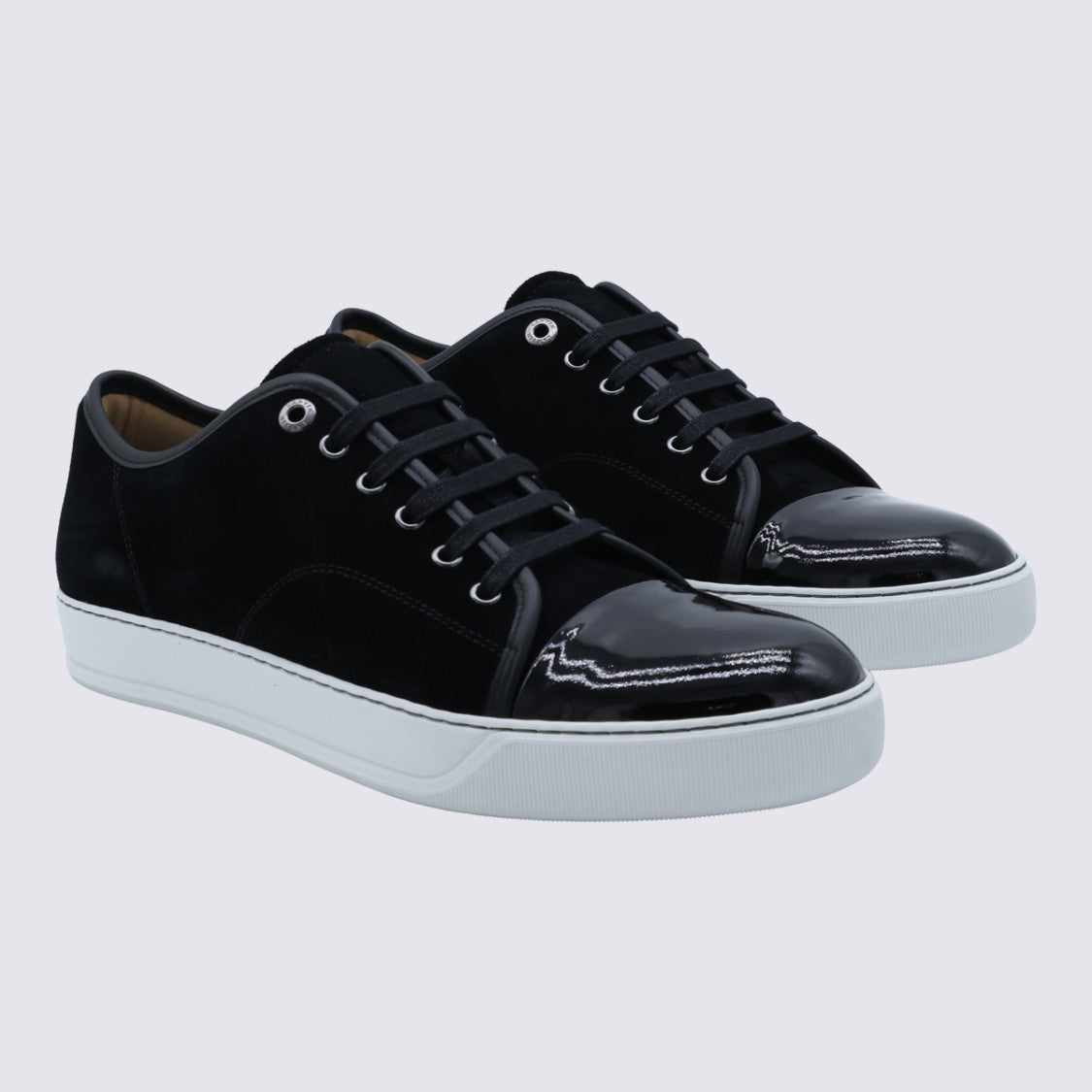 Lanvin Low-Top Black Sneakers With Shiny And Matte Finishes