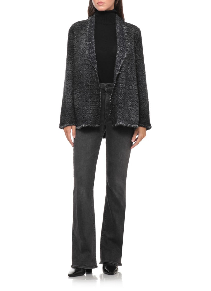 Avant Toi Textured Knit Wool Cardigan With Fringed Edges