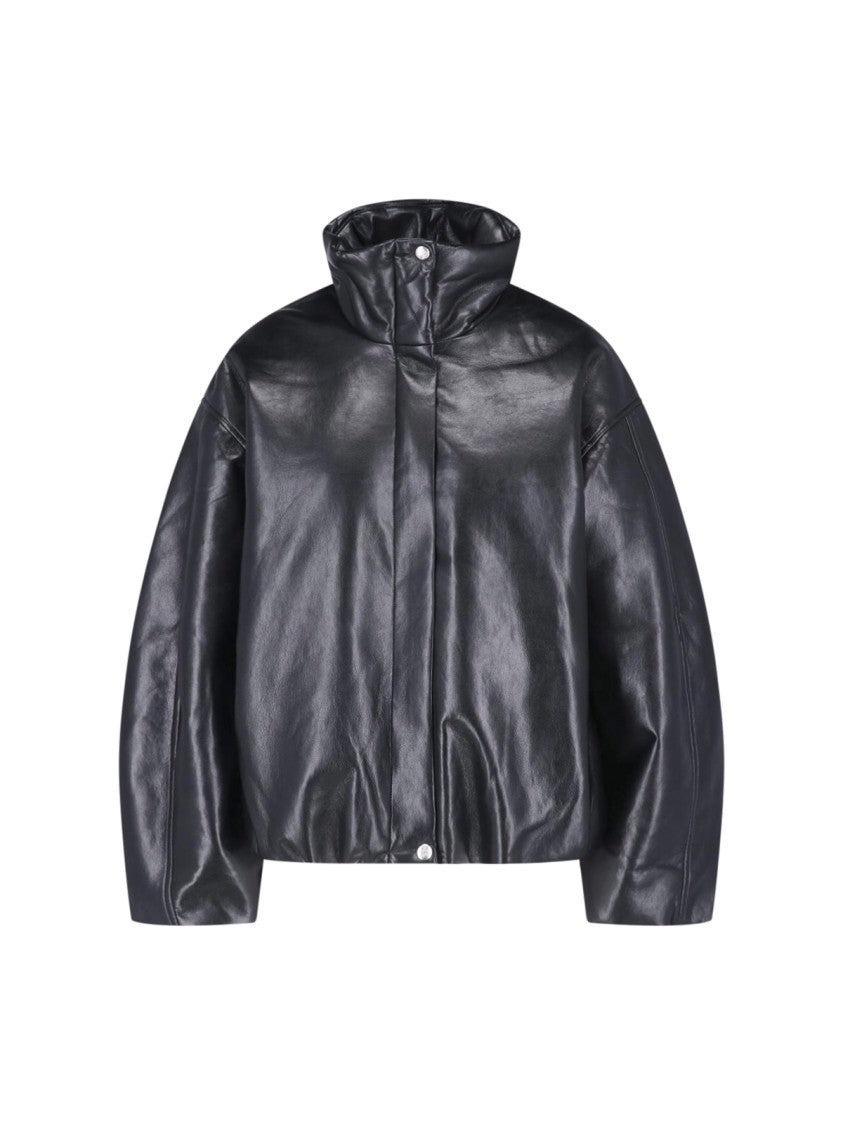 Anine Bing Black Cyrus High-Collar Leather Jacket