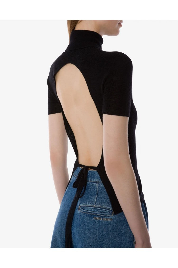 Alberta Ferretti Black Wool-Blend Sweater
