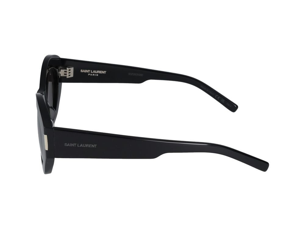Saint Laurent Black Glossy Oversized Geometric Sunglasses