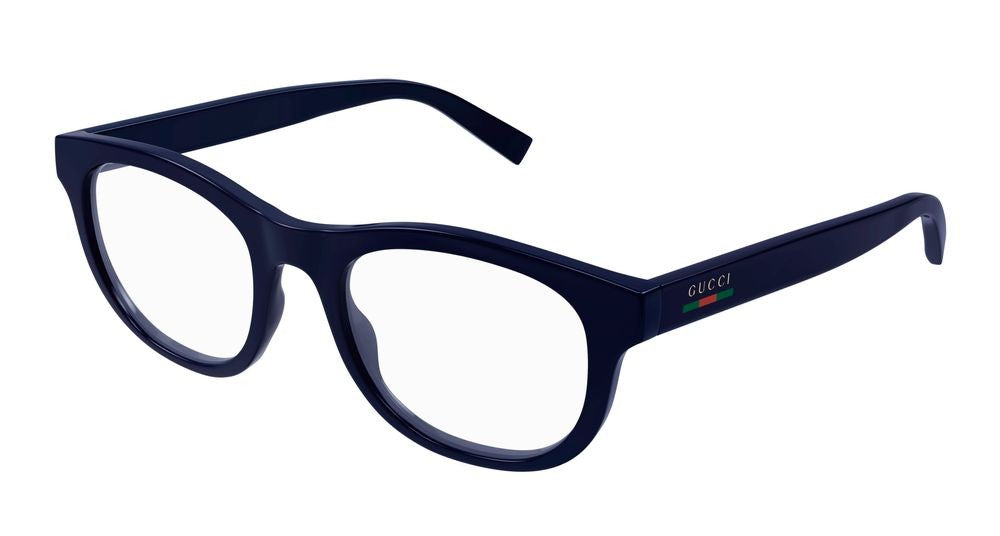 Gucci Blue Glossy Finish Bold Rounded Eyeglasses