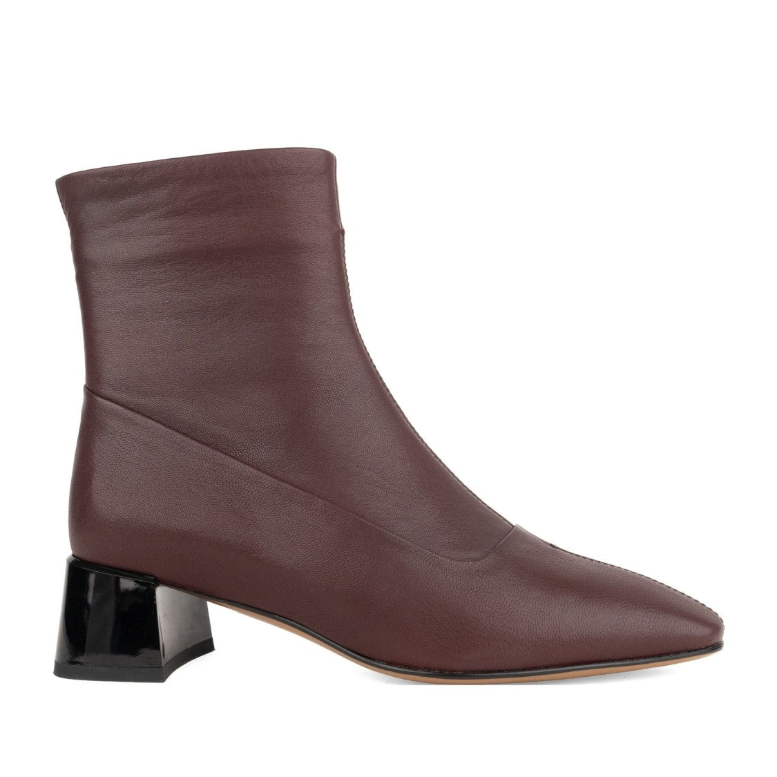 Linda Baumann Purple Pointed Toe Glossy Block Heel Leather Boots