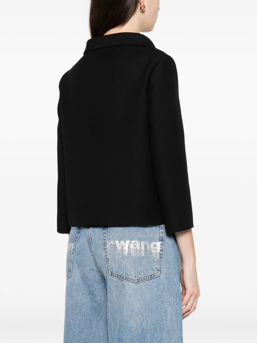 Valentino Black Cropped V-Gold Accent Jacket