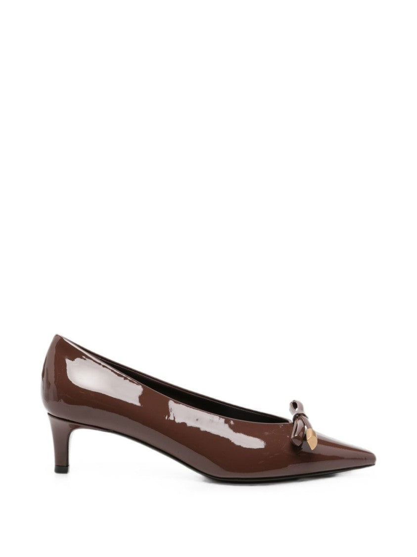 Roberto Festa Patent Leather Kitten Heel Pumps - Brown