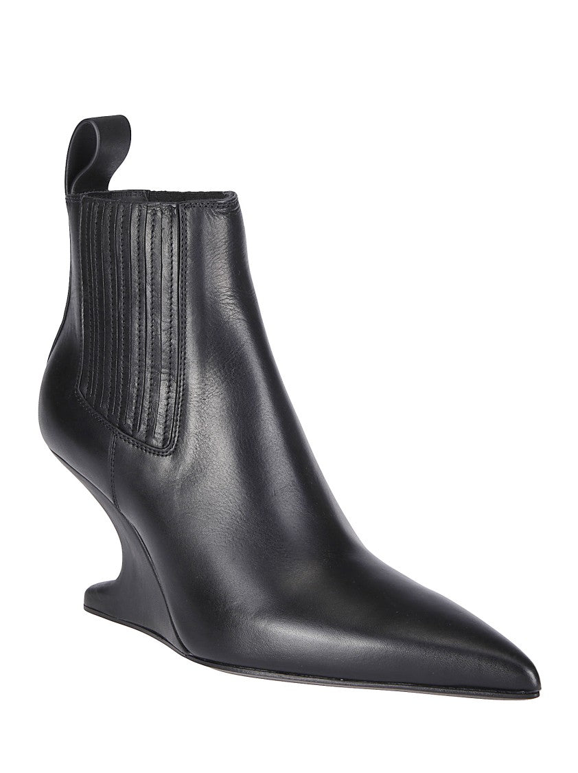 Rick Owens Architectural Ankle Boots With Sharp Silhouette