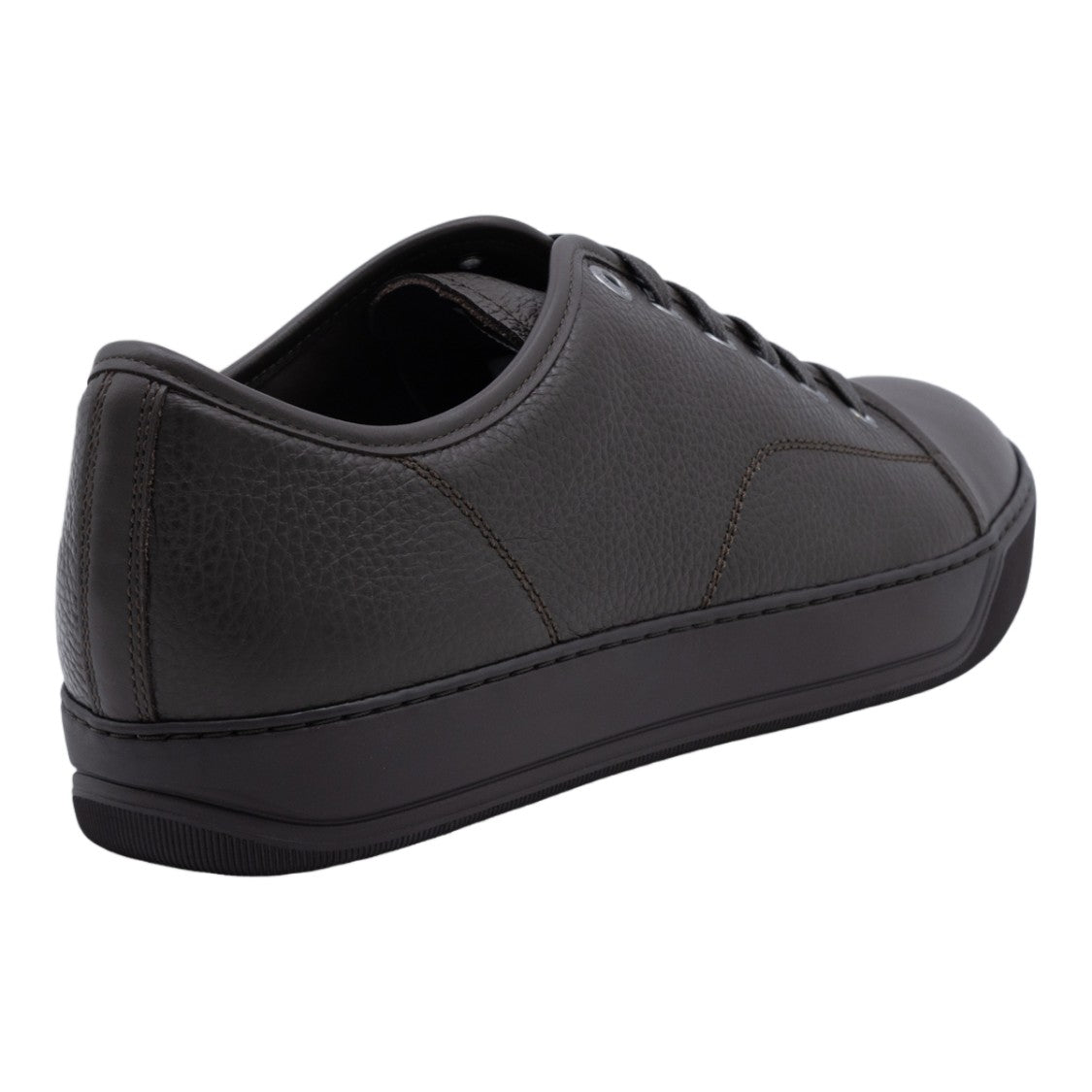 Lanvin Low-Top Texture Leather Sneakers With Smooth Cap