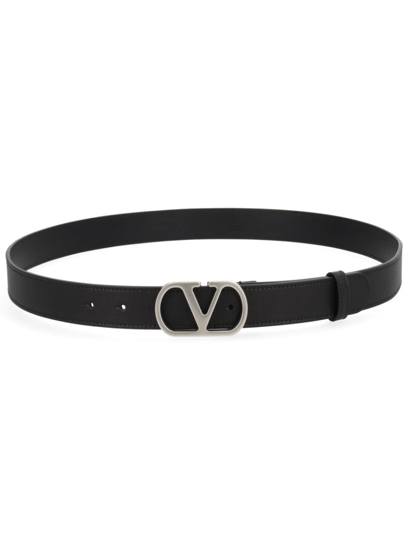 Valentino Garavani Vlogo Signature Narrow Leather Belt