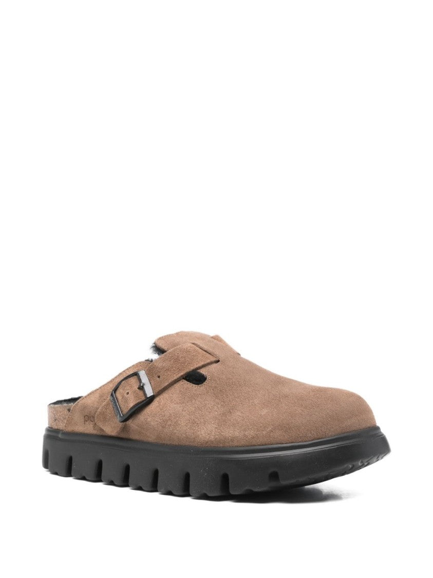 Birkenstock Calf Leather Slip-On Sandals With Adjustable Buckle