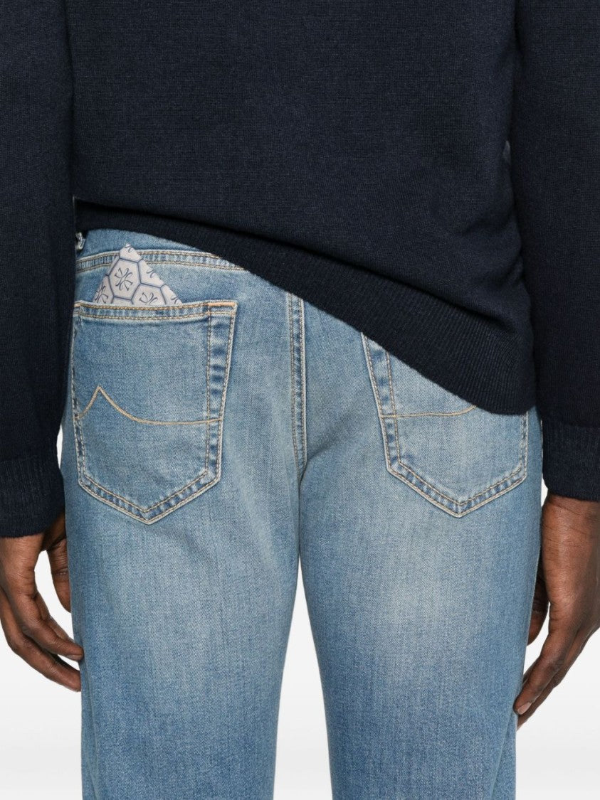 Jacob Cohen Mid-Rise Blue Denim Jeans With Contemporary Fit