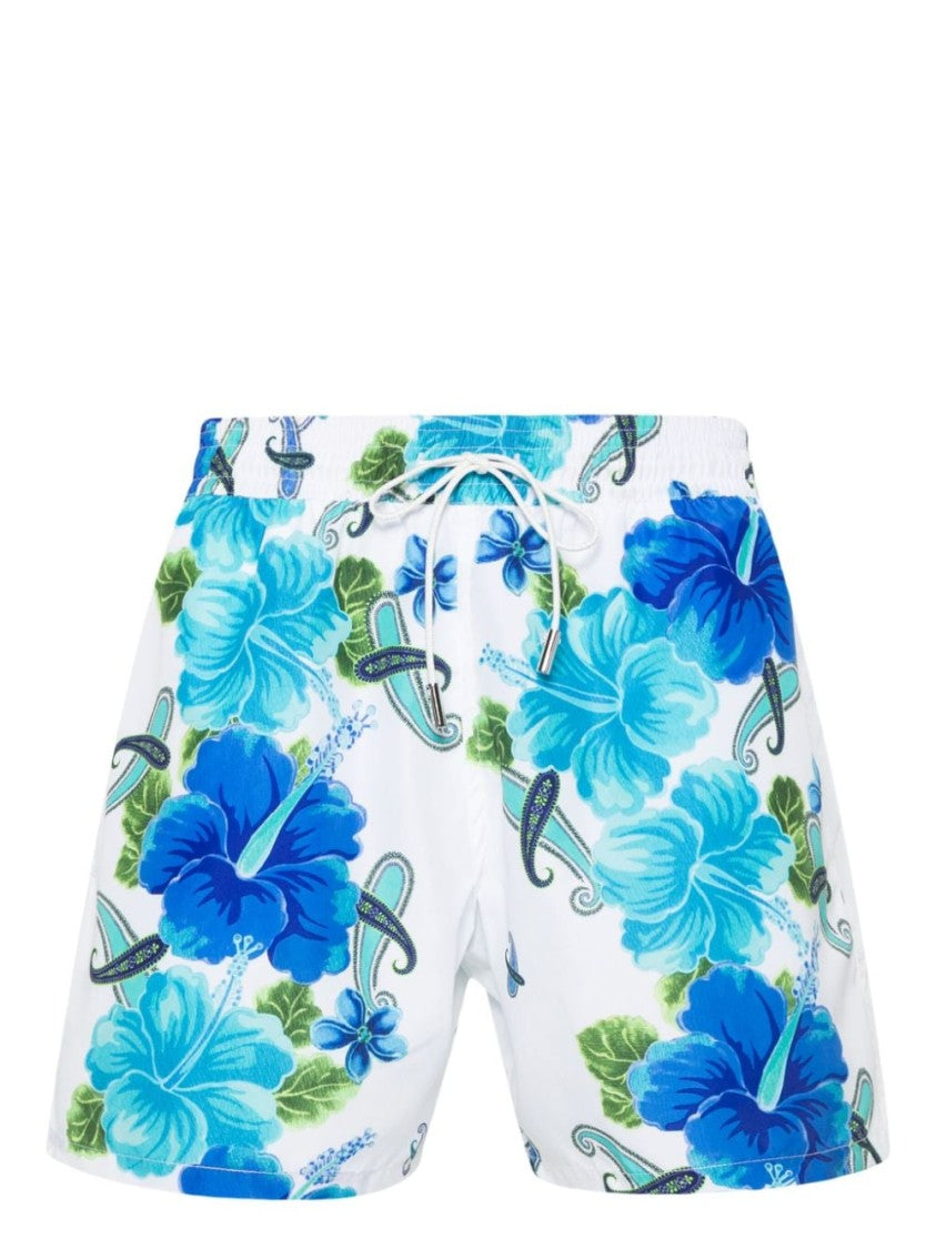 Etro Floral Print Taffeta Swim Shorts