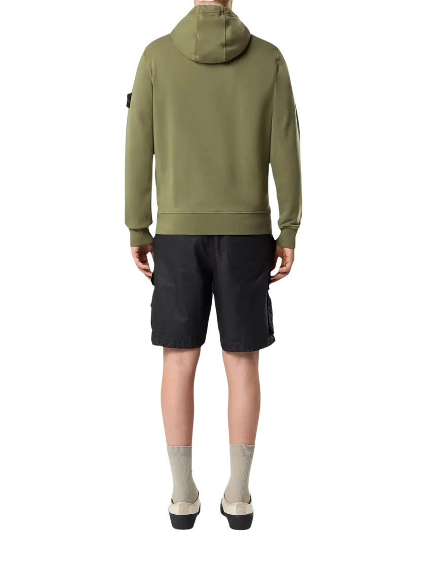 Stone Island Organic Cotton Fleece Hoodie With Drawstring Hood