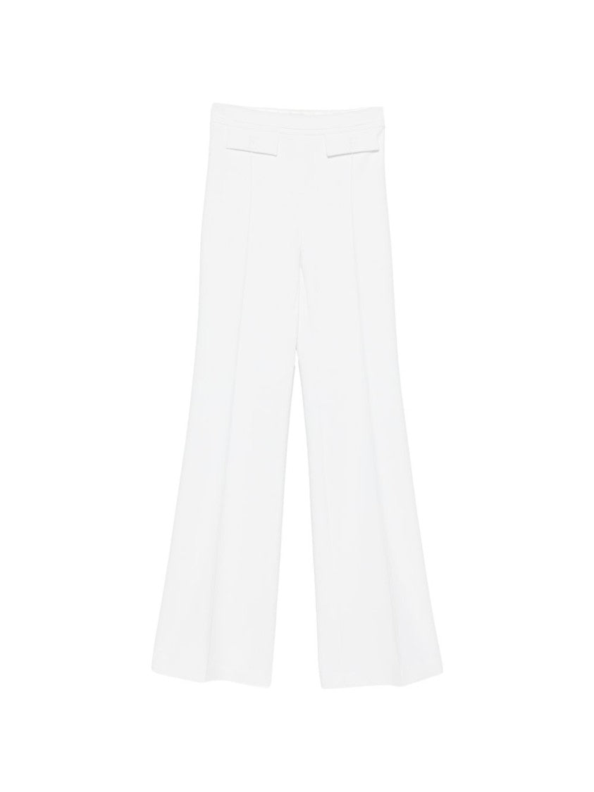 Elisabetta Franchi High-Waisted White Pants With Flared Hem And Front Pockets