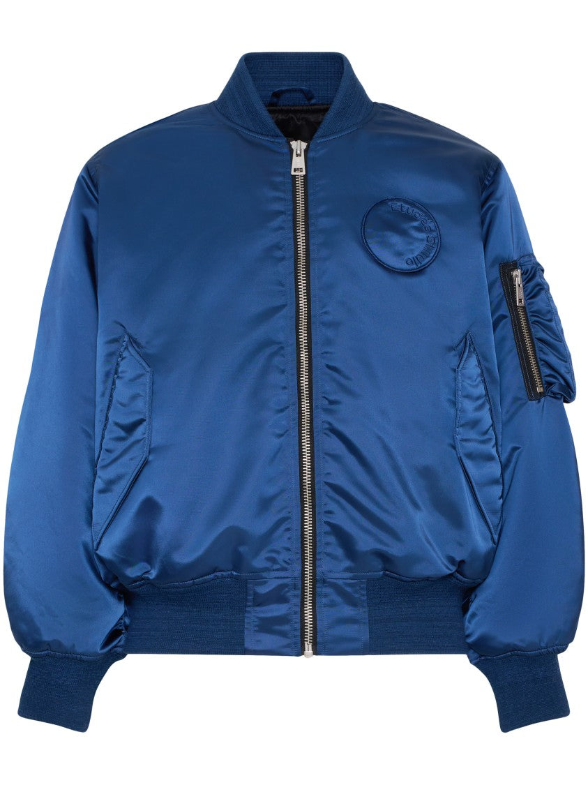 Études Oversized Blue Nylon Bomber Jacket