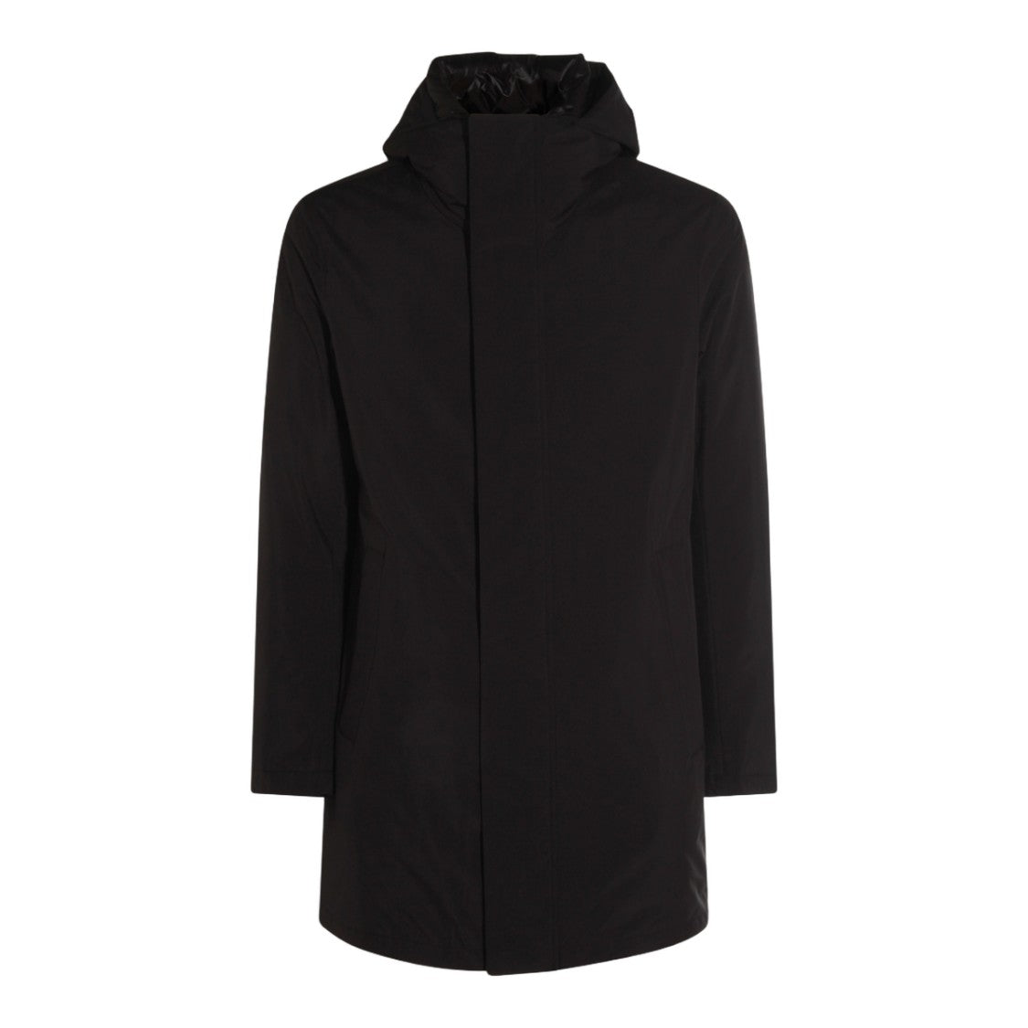 Montecore Mid-Thigh Length Black Coat With High Collar