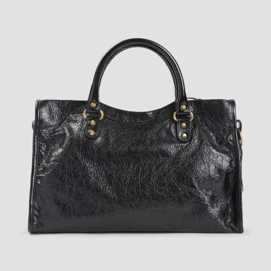 Balenciaga Textured Black Leather Medium Shoulder Bag