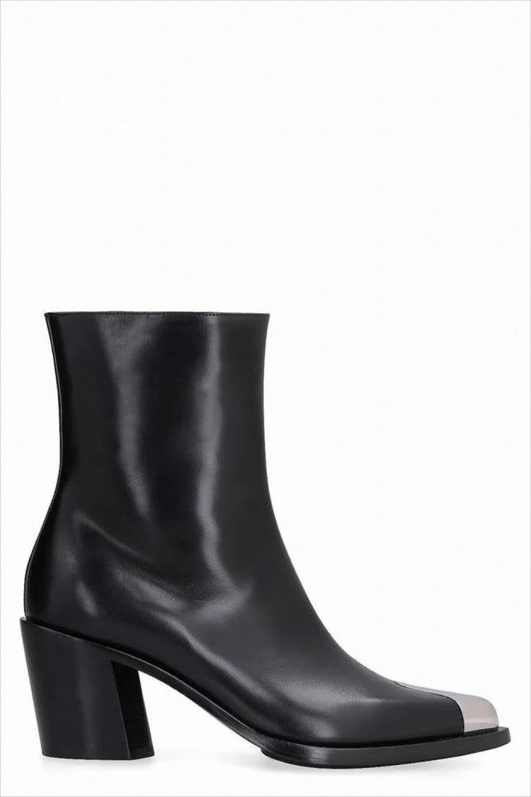 Alexander Mcqueen Black Leather Ankle Boots