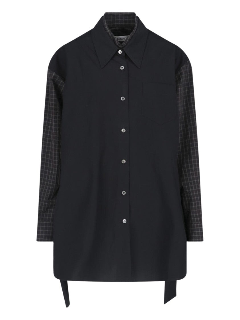 Our Legacy Black Layered Checkered Detail Shirt