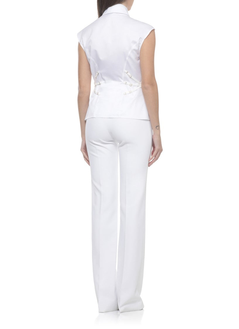 Elisabetta Franchi White Cotton Sleeveless Shirt