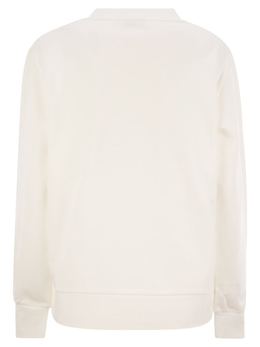 Moncler Cotton Jersey Sweatshirt With Crystal-Embellished Logo