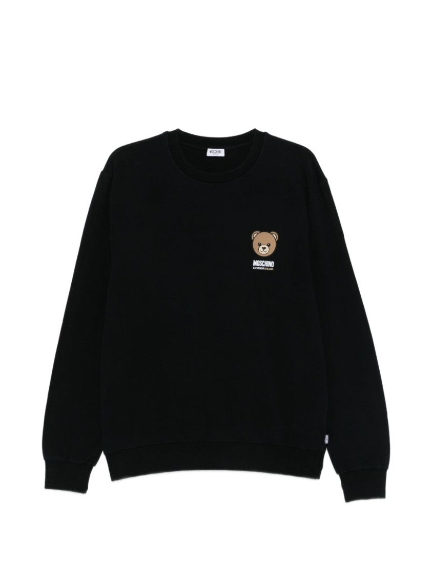 Moschino Casual Black Sweater With Playful Teddy Bear Graphic