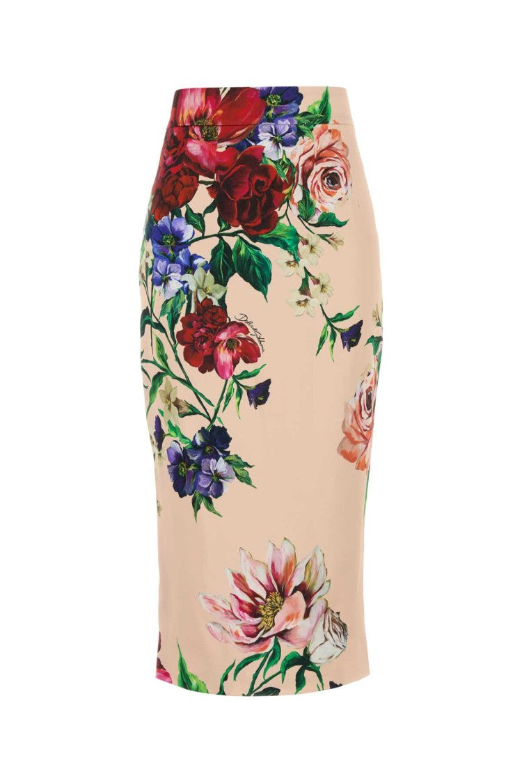Dolce & Gabbana Printed Stretch Satin Skirt