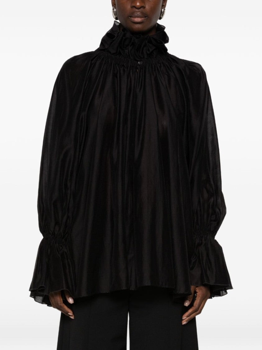The Latest Black Flowing Ruffled Shirt