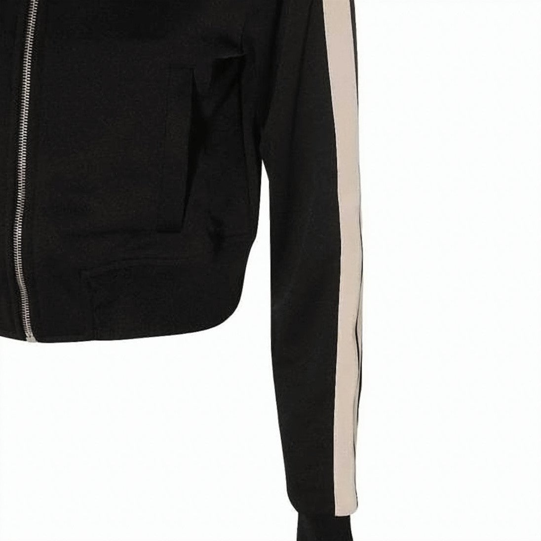 Palm Angels Cropped Black Jacket With High Stand Collar