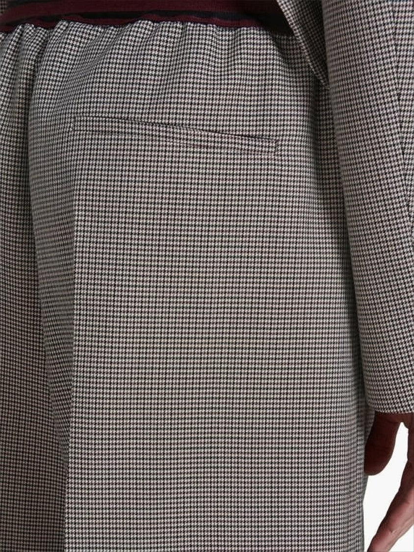 Marni Tailored Wide-Leg Flare Pants With Houndstooth Pattern