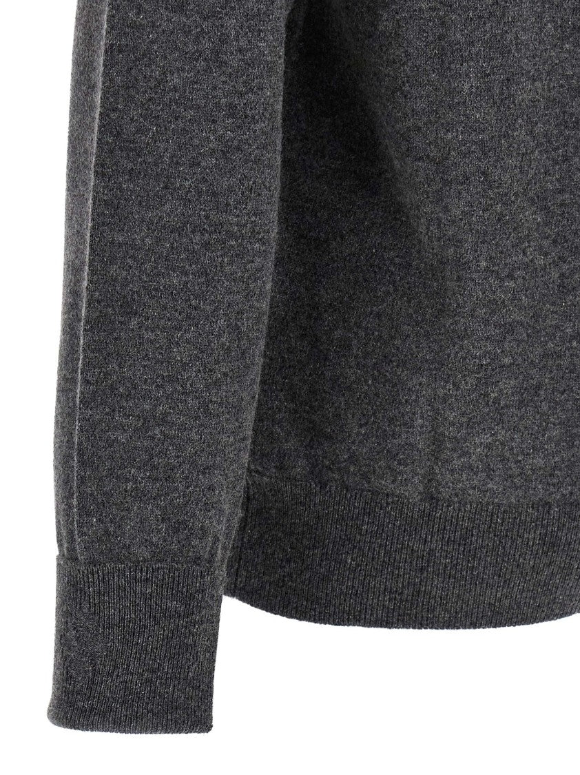 Ballantyne V-Neck Cashmere Sweater With Cuffed Sleeves