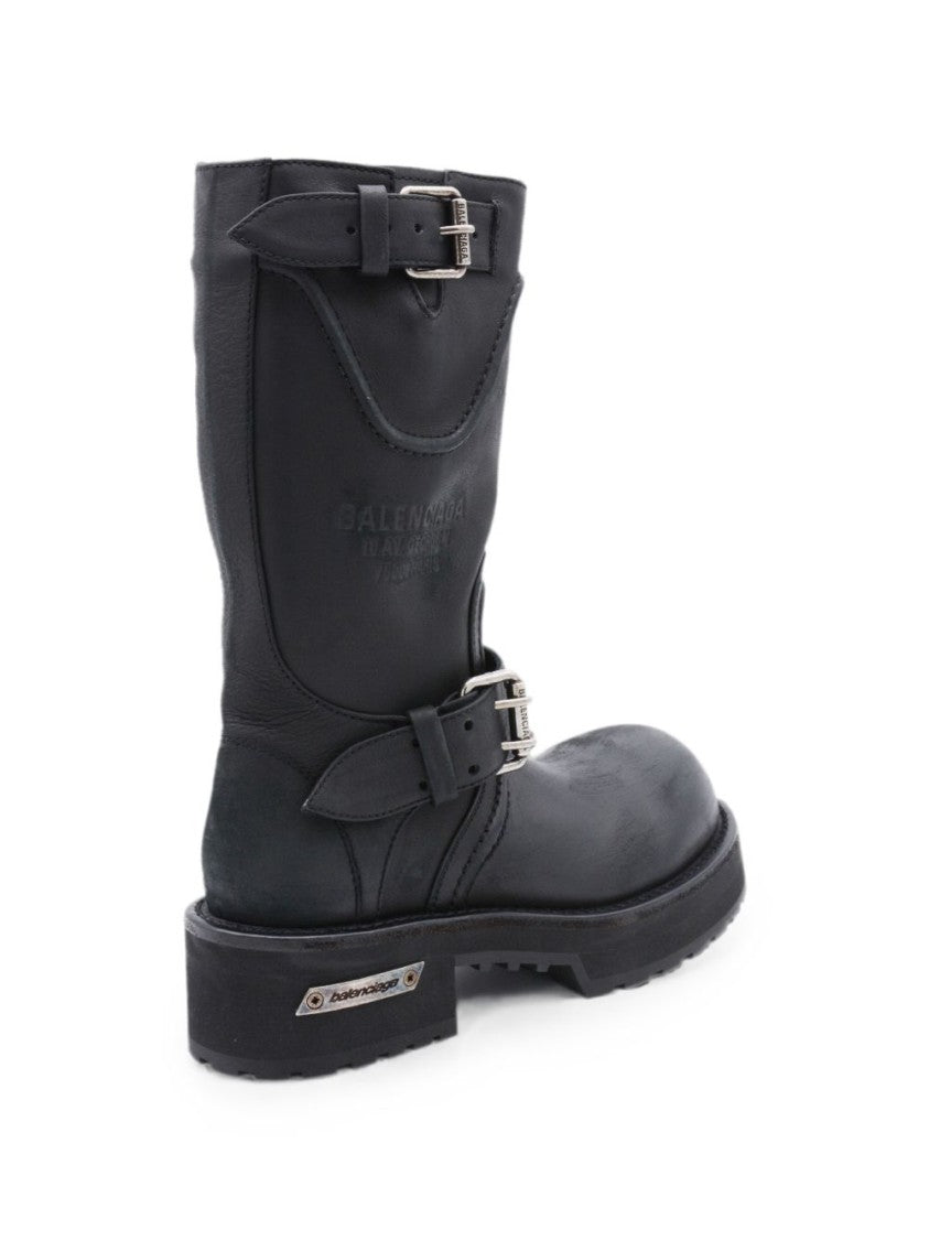Balenciaga Black Buckled Calfskin Boots