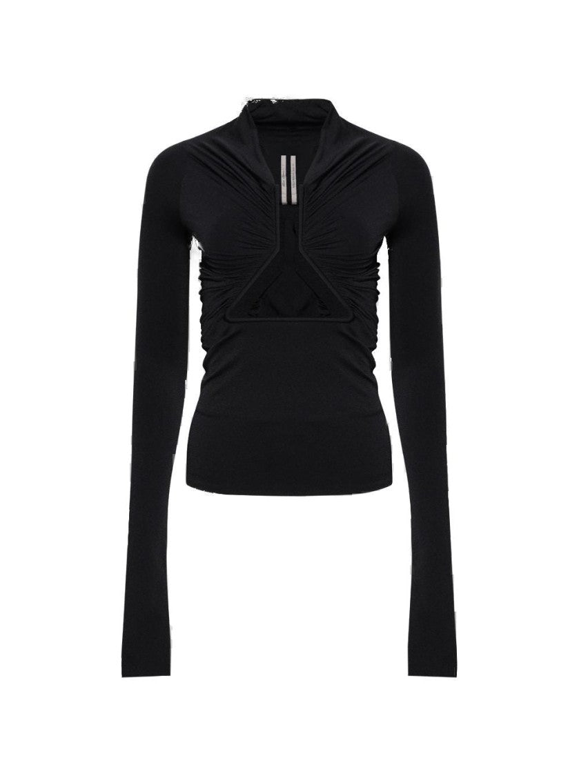 Rick Owens Jersey Long Sleeve Prong Top Black